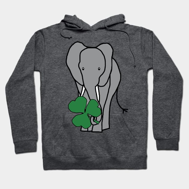 St Patricks Day Elephant with Shamrock Hoodie by ellenhenryart